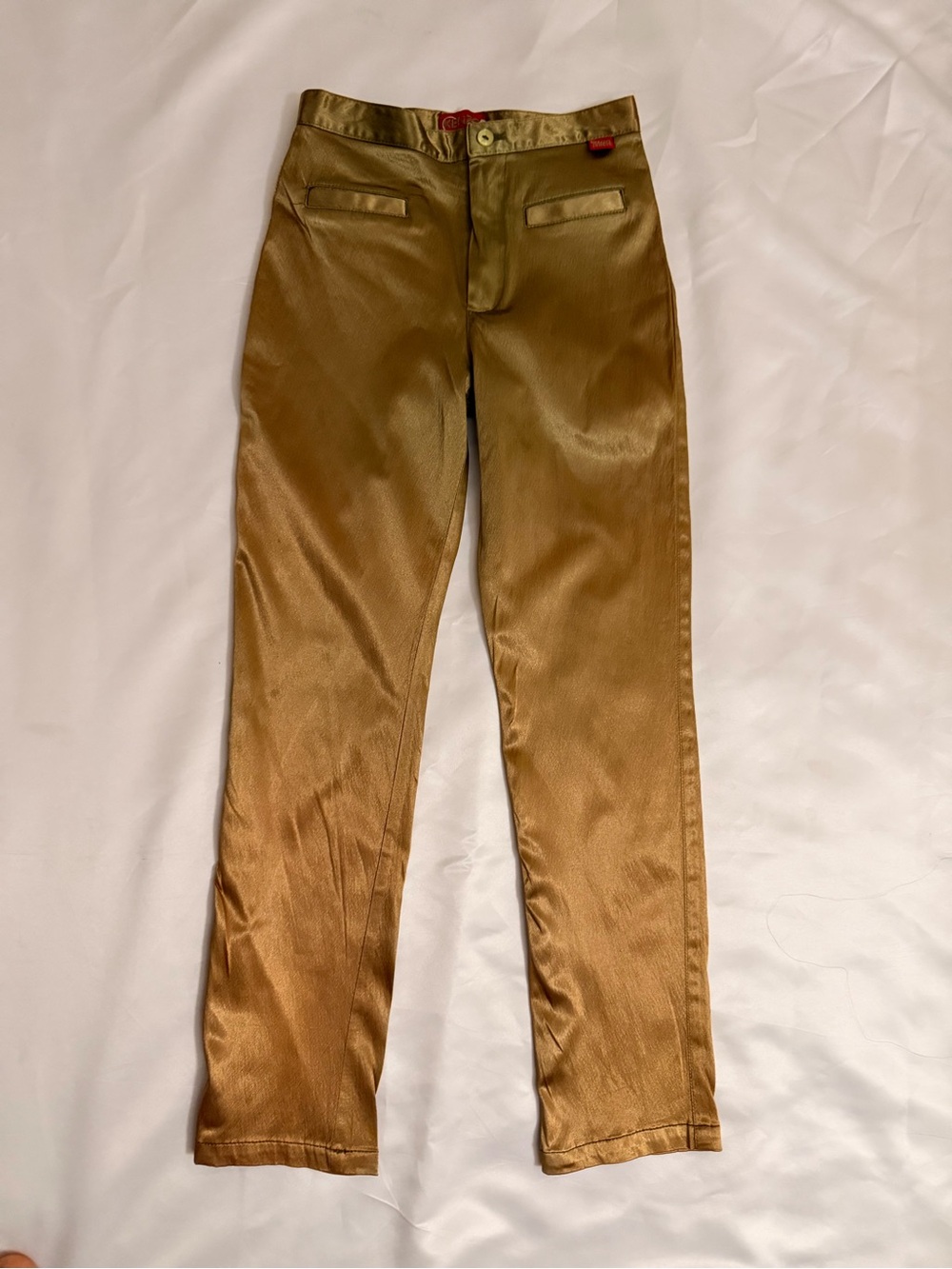 Kenzo Gold Satin Straight-Leg Trousers